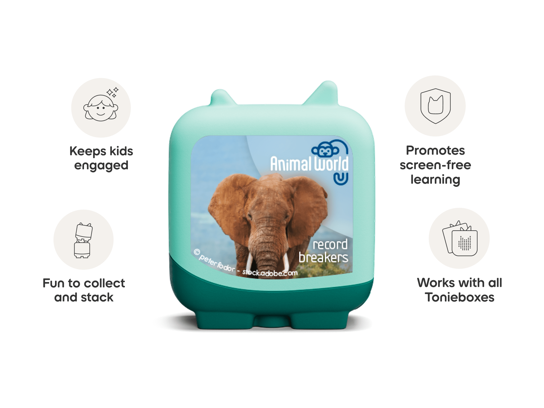 Animal World Record Breakers Pocket Tonies 4 Pack Audio Character