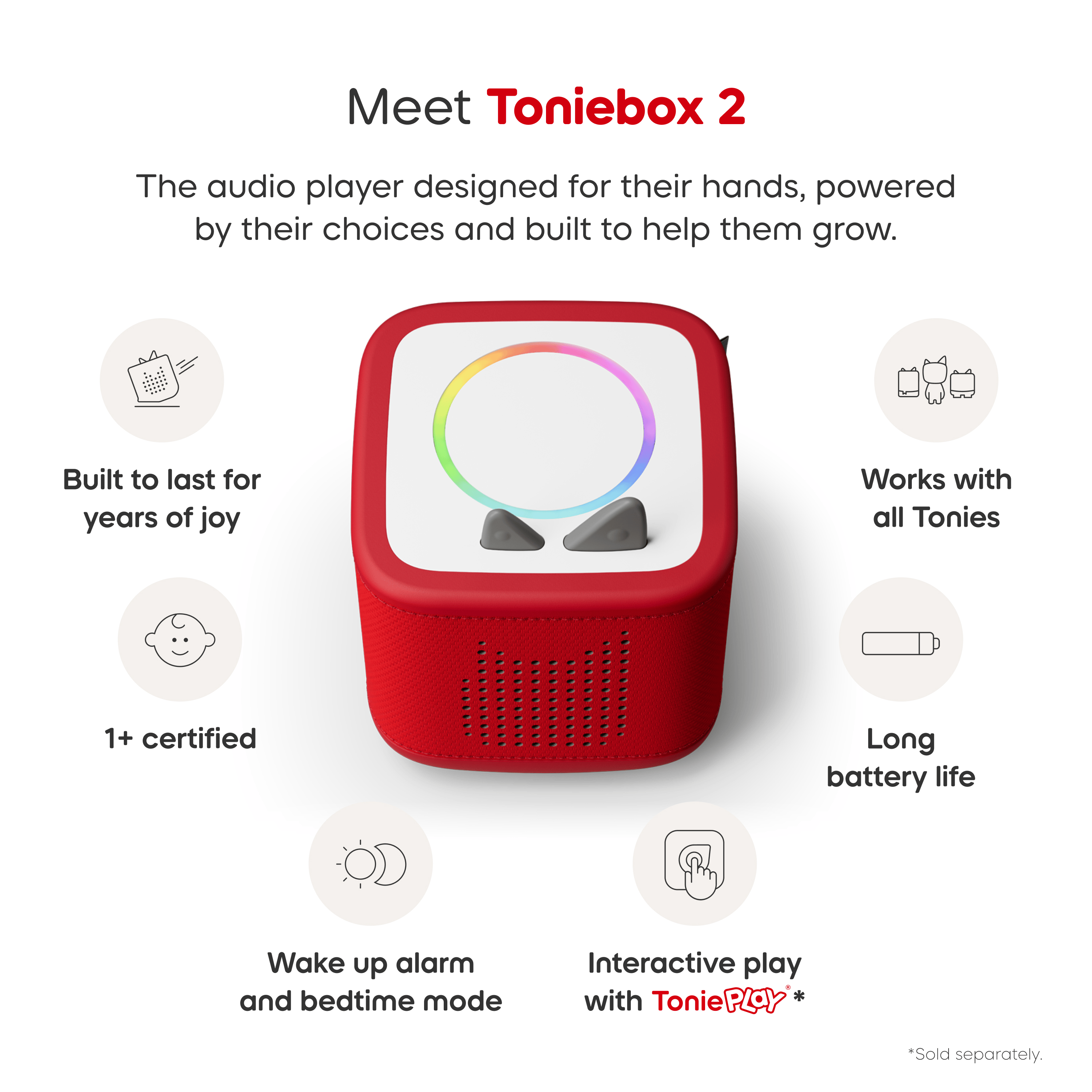 Toniebox 2 Disney Bundle Sunset Red Audio Player Collection