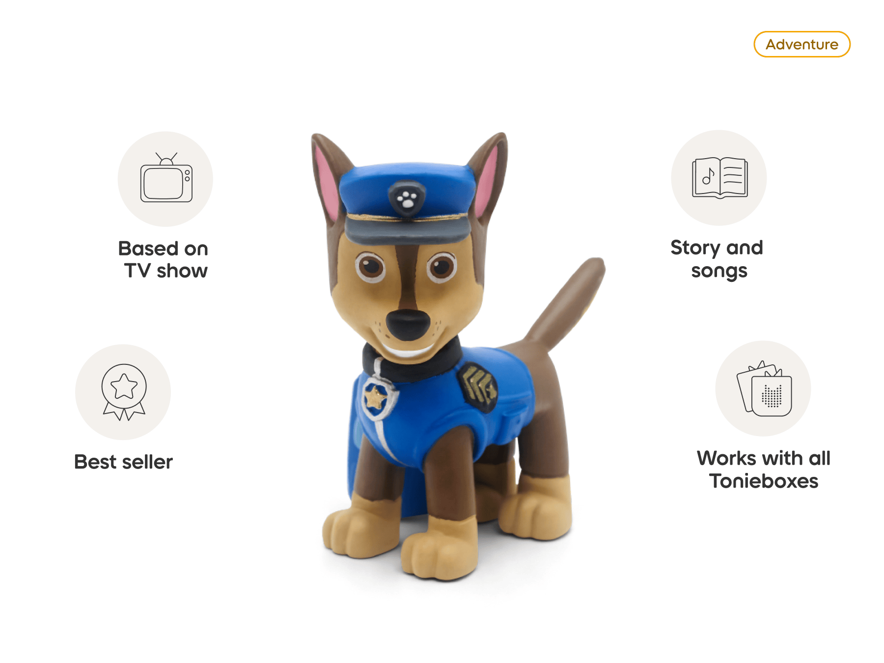 PAW Patrol Chase Toniebox 2 Play Set Sky Blue Audio Player Collection